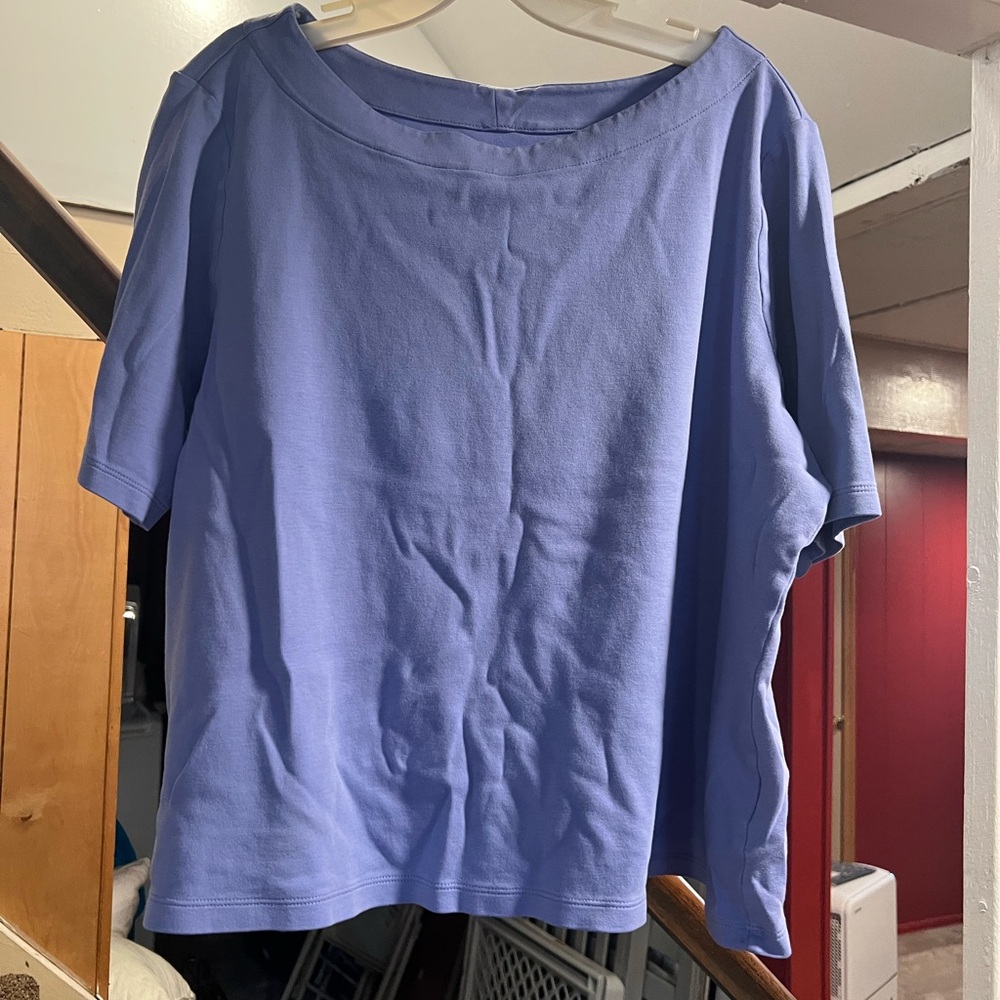 Isaac Mizrahi Blue Boxy Short Sleeve Tee